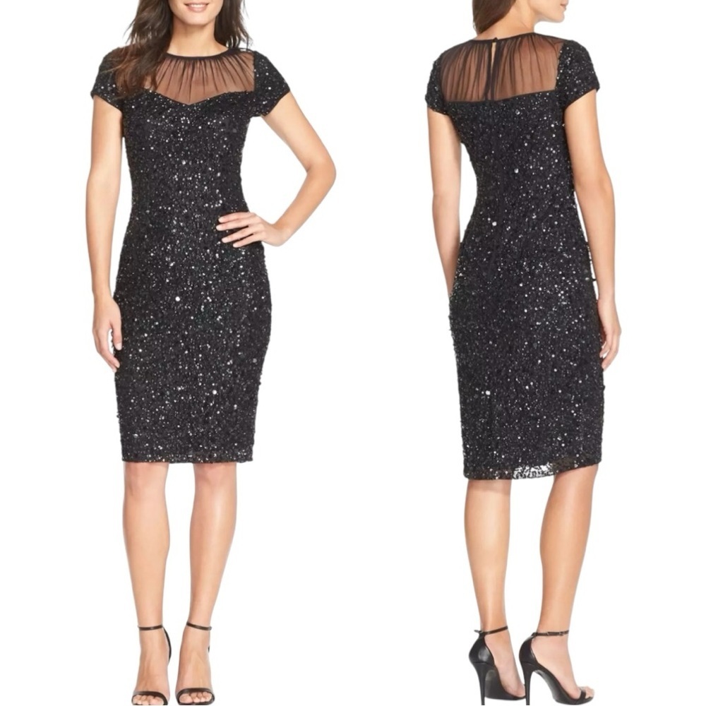 Adrianna‎ Papell Sequin Embellished Sheath Dress Size 6